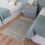 Tapis coton réversible - bleu et beige - 80 x 140 cm