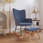 vidaXL Chaise à bascule avec tabouret Bleu Tissu