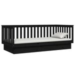 vidaXL Lit de jour Noir 90x200 cm Bois de pin massif