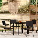 vidaXL Ensemble de salle à manger de jardin 5 Pièces Noir