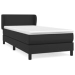 vidaXL Lit à sommier tapissier avec matelas Noir 100x200 cm Similicuir
