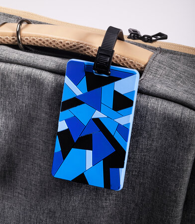 Étiquette pour bagage - mosaïque bleue