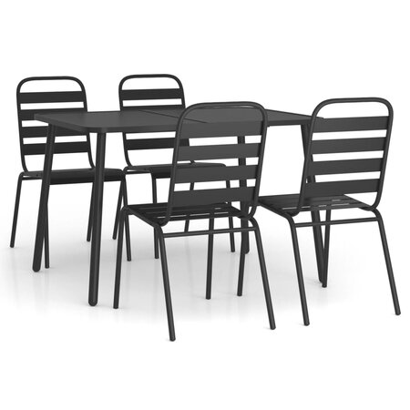 vidaXL Ensemble de salle à manger de jardin 5 Pièces anthracite acier