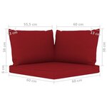 vidaXL Canapé de jardin 3 places avec coussins rouge bordeaux