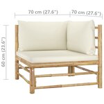 vidaXL Salon de jardin 5 Pièces avec coussins blanc crème Bambou