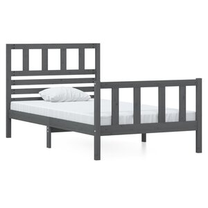 vidaXL Cadre de lit Gris Bois massif 90x190 cm Simple