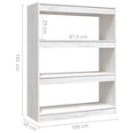 vidaXL Bibliothèque/Séparateur de pièce Blanc 100x30x103 cm Pin massif