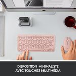 Clavier ordinateur - bluetooth - logitech - k380 multi-device - rose