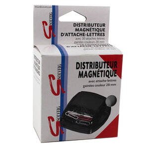 Distributeur magnétique de trombone + 30 trombones couleurs (28mm) - solveig