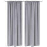 vidaXL Rideaux occultants à fentes 2 Pièces Gris 135 x 245 cm