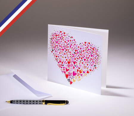 Carte double in the garden créée et imprimée en france sur papier certifié pefc - cœur