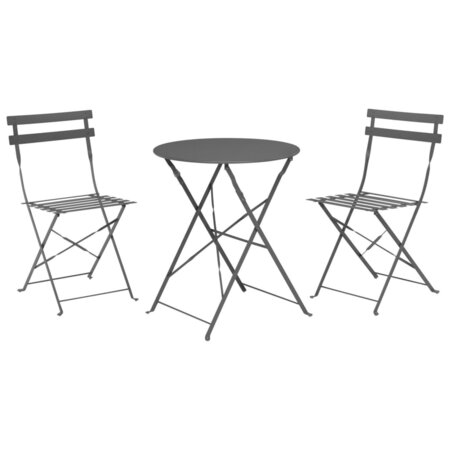 ProGarden Ensemble de bistro 3 Pièces Anthracite foncé mat