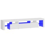 vidaXL Meuble TV avec lumières LED Blanc brillant 200x36 5x40 cm
