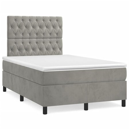 vidaXL Lit à sommier tapissier et matelas Gris clair 120x200cm Velours