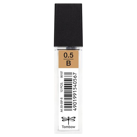 Etui de 12 Mine pour porte-mine pointe calibrée 0,5 mm dureté B TOMBOW