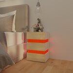vidaXL Table de chevet à LED Blanc et chêne sonoma 45x35x67 cm