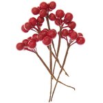 6 Baies rouges décoratives 9 cm