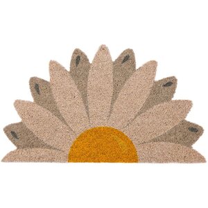 Paillasson déco en fibres de coco 70 x 40 cm marguerite