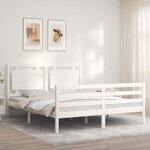 vidaXL Cadre de lit avec tête de lit blanc 160x200 cm bois massif
