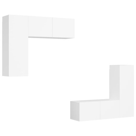 vidaXL Ensemble de meubles TV 4 Pièces Blanc Aggloméré
