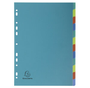 Intercalaires Poplypropylène Recyclé Forever® 12 Positions - A4 - Couleurs Assorties - X 15 - Exacompta