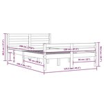 vidaXL Cadre de lit Blanc Bois massif 120x190 cm Petit double
