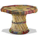 vidaXL Table basse Bambou avec Détails Chindi Multicolore