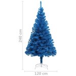 vidaXL Sapin de Noël artificiel avec support bleu 240 cm PVC