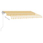 vidaXL Auvent automatique capteur de vent/LED 350x250cm Jaune et blanc