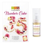 Coffret Number cake + 1 poudre alimentaire irisée dorée