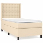vidaXL Lit à sommier tapissier avec matelas Crème 100x200 cm Tissu