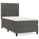 vidaXL Lit à sommier tapissier avec matelas Gris foncé 100x200 cm