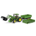 BRUDER - Tracteur JOHN DEERE 7930 avec fourche et remorque double niveau