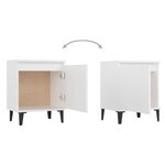 vidaXL Tables de chevet avec pieds en métal 2 Pièces Blanc 40x30x50 cm