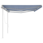 vidaXL Auvent automatique rétractable avec poteaux 6x3 m Bleu et blanc