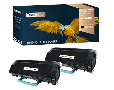 Qualitoner lot de x2 toners e360h11e noir compatible pour lexmark