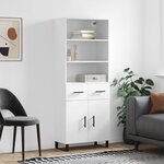 vidaXL Buffet haut Blanc 69 5x34x180 cm Bois d'ingénierie