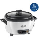 Russell Hobbs 27030-56 - Cuiseur Riz - 1200g - 300W - Panier Vapeur - Maintien au Chaud - Bol Antiadhésif Amovible - Noir et blanc