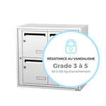 Bloc collectif Leabox  2x2  grade 3  simple face  intérieur  fixation murale  blanc neige  ral 9016 finition brillante