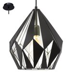 Eglo lampe suspendue carlton 1 noir et argenté 49255