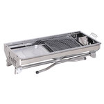 Outsunny Barbecue à charbon pliable portable BBQ grill sur pied avec étagères + grille + plaque cuisson dim. 104L x 33l x 70H cm acier inox.