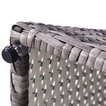 Pied de parasol table basse 2 en 1 étagère inférieure intégrée résine tressée imitation rotin PE dim. 54L x 54l x 55H cm gris