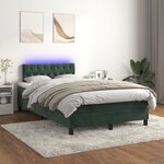 vidaXL Sommier tapissier matelas et LED Vert foncé 120x200 cm Velours