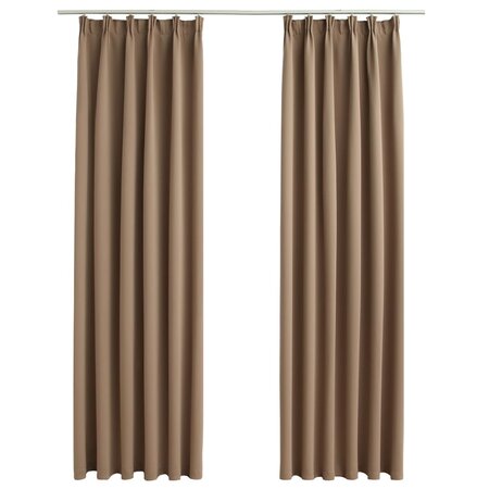 vidaXL Rideaux occultants avec crochets 2 Pièces Taupe 140x175 cm
