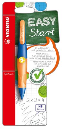 Porte-mines ergonomique easyergo 1 4 mm 1.4 gaucher bleu / orange+ 3 mines hb stabilo