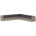 vidaXL Salon de jardin 9 Pièces avec coussins Gris Résine tressée