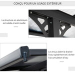 Pergola rigide alu. polycarbonate dim. 4 35L x 3l x 2 7H m pavillon de jardin adossable gris