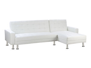 Canapé d'angle convertible et réversible "Theo" - 258 x 82/147 x 82 cm - 4 places - Blanc