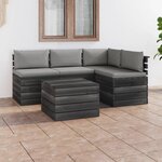 vidaXL Salon palette de jardin 5 Pièces avec coussins Bois de pin massif