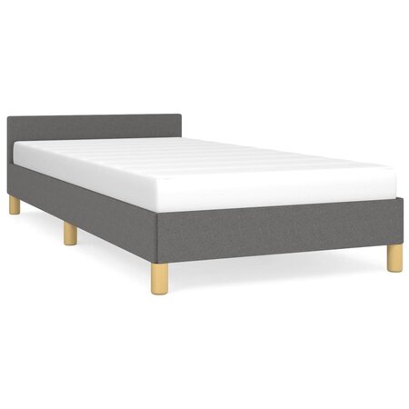 vidaXL Cadre de lit avec tête de lit Gris foncé 90x190 cm Tissu